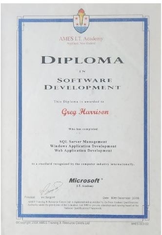 Greg Harrison — Diploma in Software Development