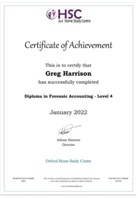 Greg Harrison — Diploma in Forensic Accounting — Level 4
